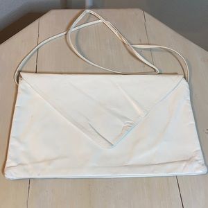 White Leather Envelope 3 Way Bag